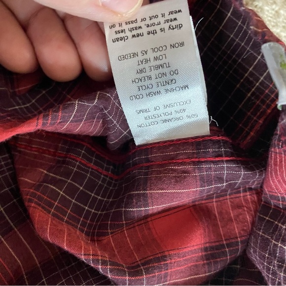 Toad & Co Horny Toad Organic Cotton M Red Plaid Long Sleeve Button Up Shirt - Picture 4 of 10